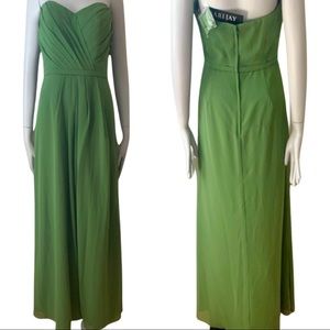 NWT BARI JAY Green Strapless Ruched Long Dress